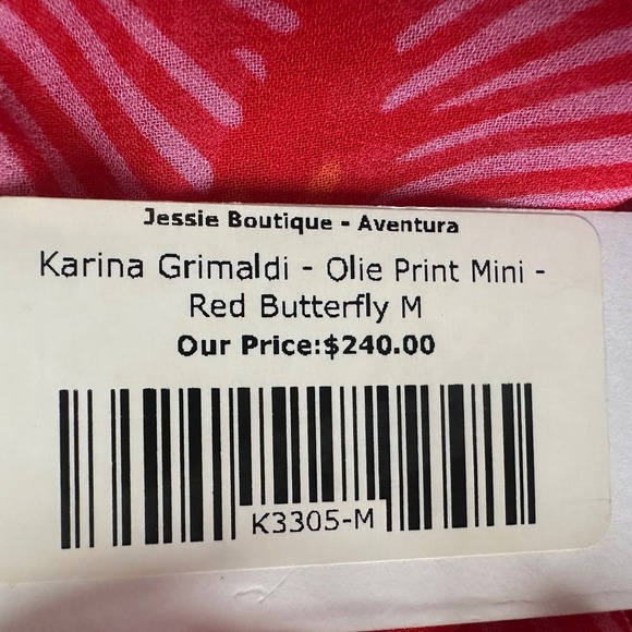 Karina Grimaldi Red Butterfly Print Mini Dress Strapless Tassel Revolve M‎ - Picture 5 of 9